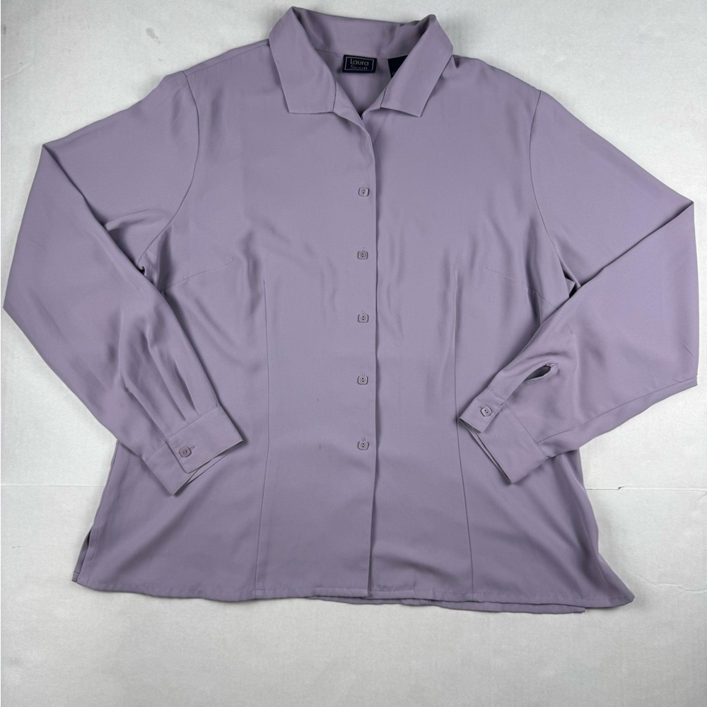 Laura Scott Mauve Button-Down long sleeve shirt size 18